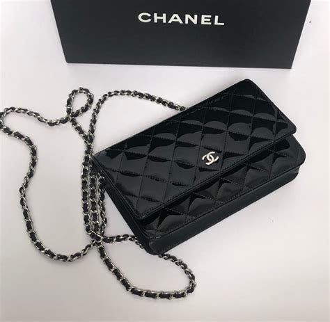 chanel patent leather wallet on a chain|chanel patent leather wallet.